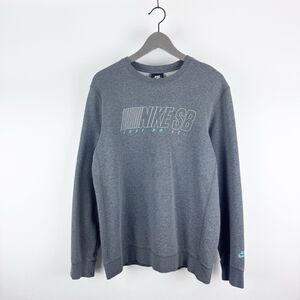Nike SB Sweatshirt Mens Medium Gray Pullover Fleece Crewneck Logo Skateboarding